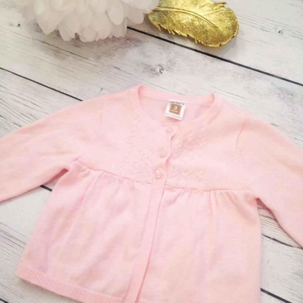 Carter’s Pink Three Button Long Sleeve Cardigan
